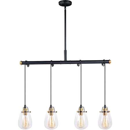 Vaxcel Lighting Kassidy 4 Light 32-1/2" Wide Pendant Black and Natural Brass