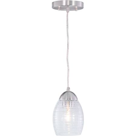 Vaxcel Lighting Isley Single Light 5" Wide Pendant with A Glass Shade Satin Nickel