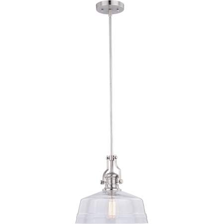 Vaxcel Lighting Beloit Single Light 12" Wide Pendant with A Glass Shade Satin Nickel