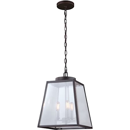 Vaxcel Lighting Grant 3 Light 12" Wide Pendant with Glass Panel Shades Burnished Bronze