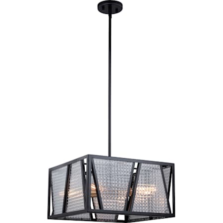 Vaxcel Lighting Oslo 4 Light 16" Wide Pendant with Glass Panel Shades Black / Natural Brass