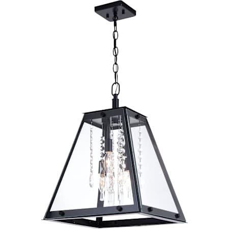 Vaxcel Lighting Tremont 4 Light 15" Wide Crystal Pendant Matte Black