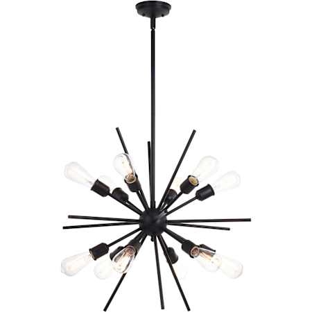 Vaxcel Lighting Estelle 12 Light 28" Wide Abstract Sputnik Chandelier Matte Black