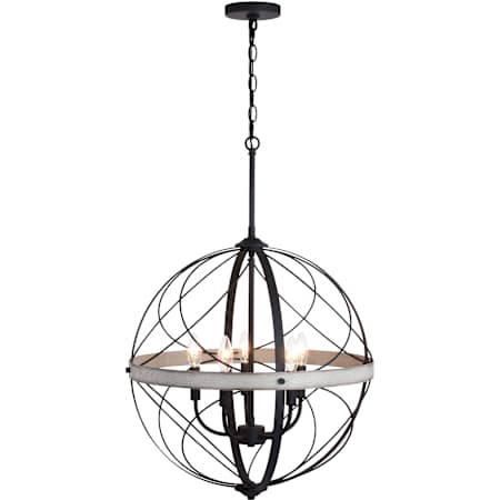 Vaxcel Lighting Montclare 5 Light 21" Wide Cage Pendant Textured Black / White Ash
