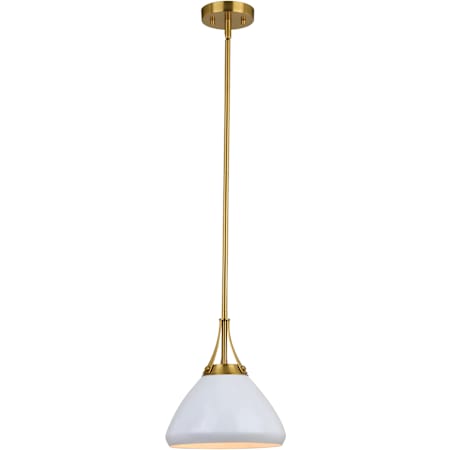 Vaxcel Lighting Dayna 10" Wide Pendant Satin Brass / Glossy White / Matte White