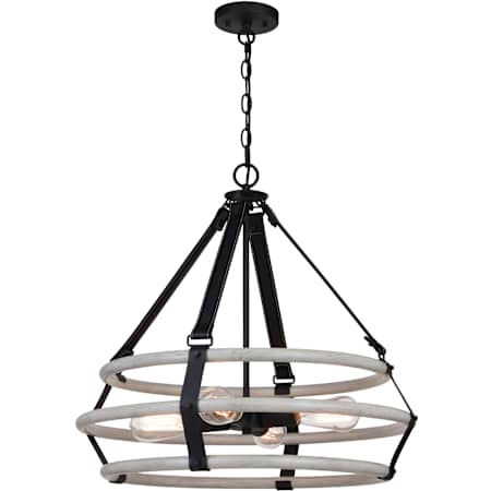Vaxcel Lighting Taylor 4 Light 24" Wide Multi Light Pendant Textured Black And Ash Gray