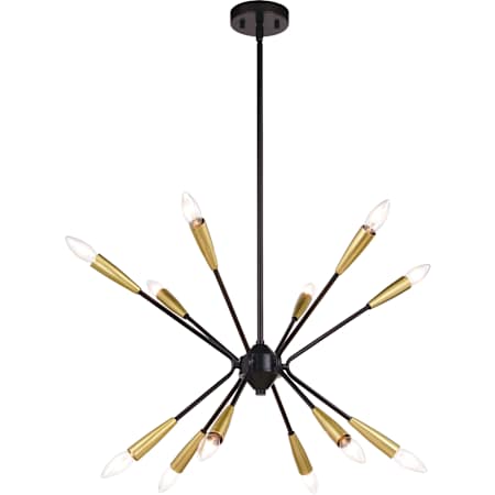 Vaxcel Lighting Ellis 12 Light 25" Wide Sputnik Chandelier Matte Black / Satin Brass