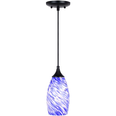Vaxcel Lighting Milano 5" Wide Mini Pendant with Azzura Glass Shade - Matte Black Finish Matte Black