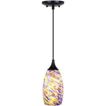 Vaxcel Lighting Milano 5" Wide Mini Pendant with Multi-Colored Shade - Matte Black Shade Matte Black