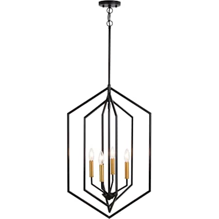 Vaxcel Lighting Riley 4 Light 18" Wide Pendant Black / Satin Brass