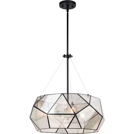 Vaxcel Lighting Euclid 20" Wide 3 Light Faceted Glass Pendant Black