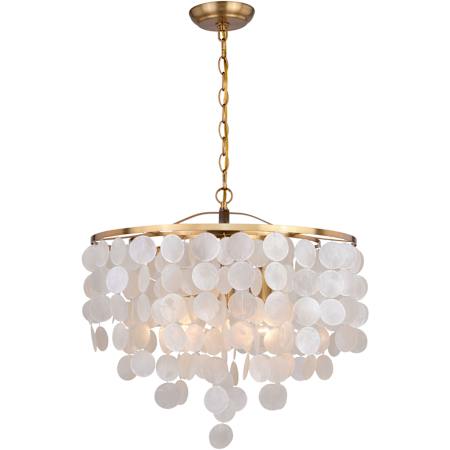 Vaxcel Lighting Elsa 20" Wide 3 Light Capiz Shell Pendant Natural Brass