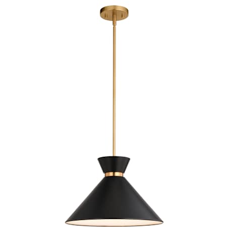 Vaxcel Lighting Racine 15" Wide Pendant Matte Black / Natural Brass