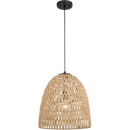 Vaxcel Lighting Nassau 14" Wide Pendant with Woven Rope Shade Matte Black