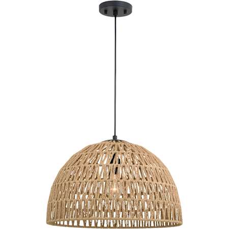 Vaxcel Lighting Nassau 18" Wide Pendant with Woven Rope Shade Matte Black