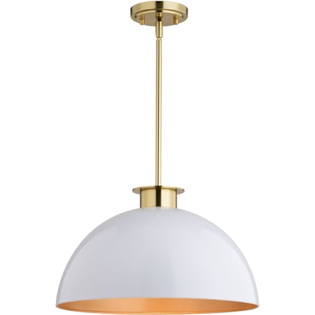 Vaxcel Lighting Devon 16" Wide Pendant Glossy White / Satin Brass