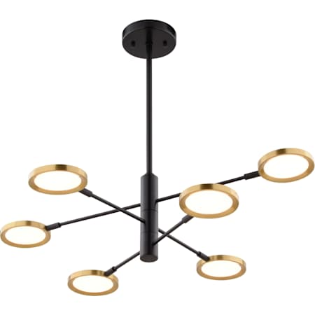 Vaxcel Lighting 6 Light 35" Wide LED Suspension Pendant Matte Black and Antique Gold
