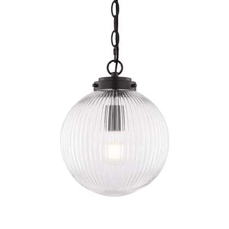 Vaxcel Lighting Linden 10" Wide LED Mini Pendant with Ribbed Clear Glass Shade Matte Black