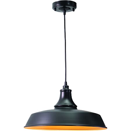 Vaxcel Lighting Dorado Single Light 15" Wide Outdoor Pendant Dark Bronze, Inner Light Gold
