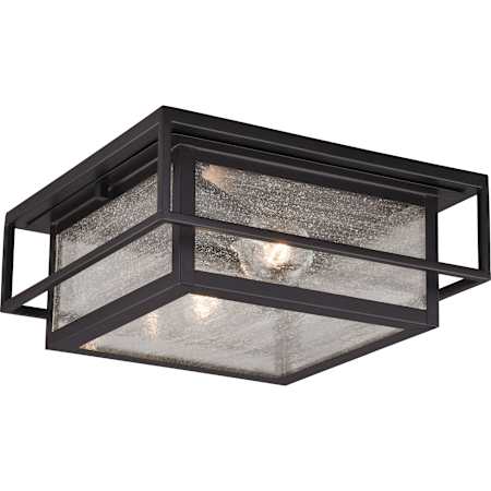Vaxcel Lighting Hyde Park 2 Light 12" Wide Outdoor Flush Mount Square Ceiling Fixture with Glass Panel Shades Espresso Bronze