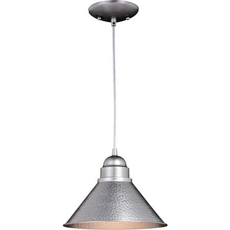 Vaxcel Lighting Outland Single Light 10" Wide Outdoor Pendant with A Metal Shade Brushed Pewter
