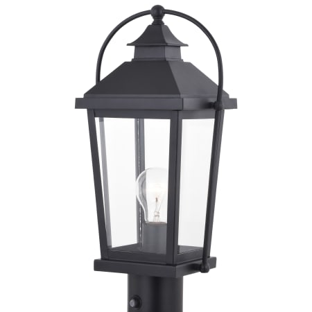 Vaxcel Lighting Lexington 1 Light Dusk to Dawn Outdoor Post Lamp Glass Textured Black