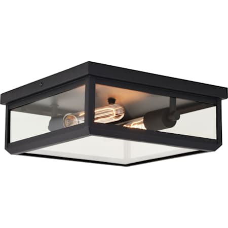 Vaxcel Lighting Kinzie 2 Light 12" Wide Outdoor Flush Mount Square Ceiling Fixture Textured Black