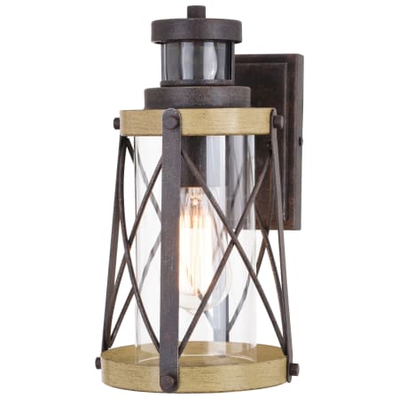 Vaxcel Lighting Harwood 12" Tall Outdoor Wall Sconce with Motion Sensor Oxidized Iron / Burnished Elm