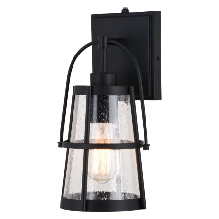 Vaxcel Lighting Portage Park 13" Tall Outdoor Wall Sconce with Seedy Glass Shade Matte Black