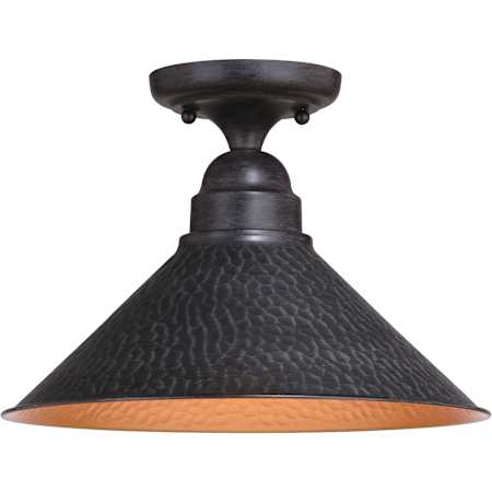 Vaxcel Lighting Outland 12" Wide Semi-Flush Outdoor Ceiling Fixture Aged Iron / Light Gold