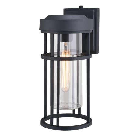 Vaxcel Lighting Crestline 14" Tall Outdoor Wall Sconce with Clear Glass Shade Textured Black