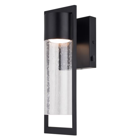 Vaxcel Lighting Sawyer 14" Tall LED Outdoor Wall Sconce with Clear, Seedy Glass Shade Matte Black
