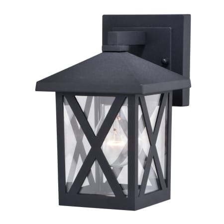 Vaxcel Lighting Rockford 9" Tall Outdoor Wall Sconce with Clear Glass Shade Textured Black