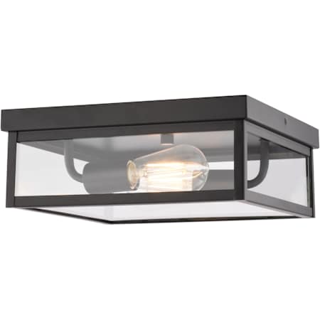 Vaxcel Lighting Clinton 2 Light 12" Wide LED Flush Mount Outdoor Ceiling Fixture Matte Black