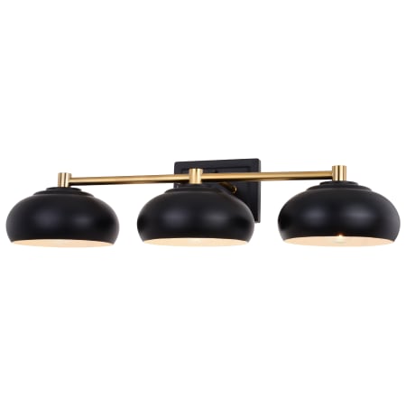 Vaxcel Lighting Belmont 3 Light 28" Wide Bathroom Vanity Light Matte Black / Satin Brass