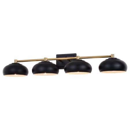 Vaxcel Lighting Belmont 4 Light 38" Wide Bathroom Vanity Light Matte Black / Satin Brass