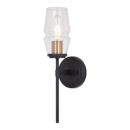 Vaxcel Lighting Warren 16" Tall Bathroom Sconce Matte Black / Brushed Brass