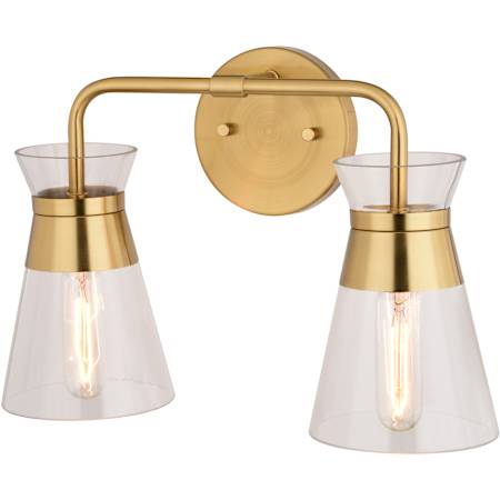 Vaxcel Lighting Harper 2 Light 15" Wide Vanity Light Natural Brass