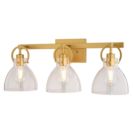 Vaxcel Lighting Ogden 3 Light 26" Wide Vanity Light with Clear Glass Shades Gold