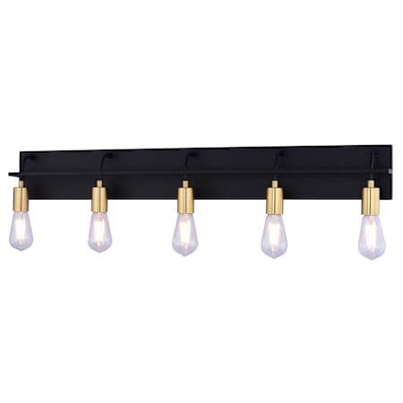 Vaxcel Lighting Seward Park 5 Light 36" Wide Vanity Light Black / Satin Brass