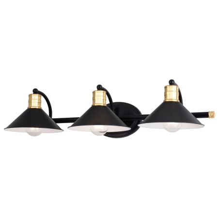 Vaxcel Lighting Akron 3 Light 28" Wide Bathroom Vanity Light Matte Black / Natural Brass