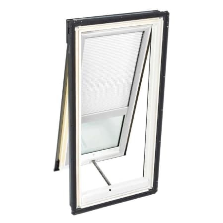 Velux 21 x 37-7/8 Inch Laminated LowE3 Solar Powered Venting Deck Mount Skylight with White Room Darkening Solar Blind from the VSS Collection Cool Gray / White