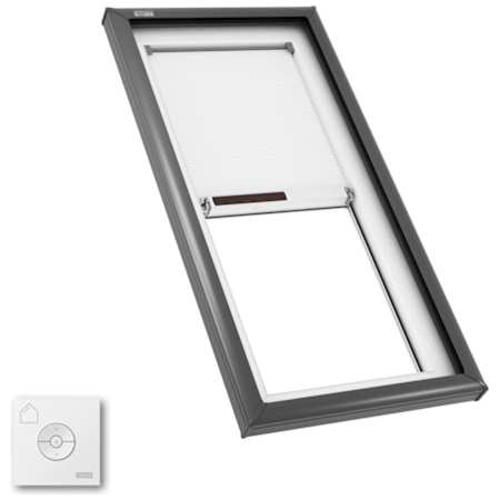 Velux FCM Fixed Curb Mount Skylight with Tempered LowE3 Glass and Solar Room Darkening Shade - 2246 (Outside Curb: 25.5 x 49.5 in) Gray Frame / Clear Glass