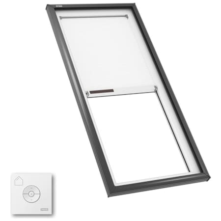 Velux FCM Fixed Curb Mount Skylight with Laminated LowE3 Glass, Solar Room Darkening Shade - 3171 (Outside Curb: 34.5 x 74.5 in) Gray Frame / Clear Glass