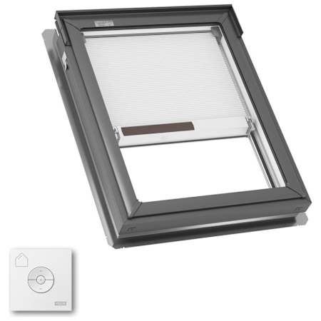 Velux FS Fixed Deck Mount Skylight with Laminated LowE3 Glass and Solar Room Darkening Shade - C01 (R/O: 21 in x 26-7/8 in) Gray Frame / Clear Glass