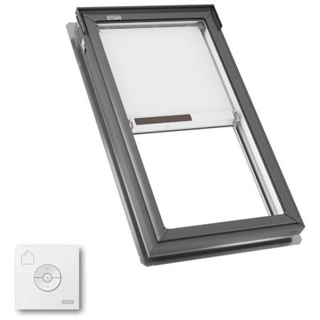 Velux FS Fixed Deck Mount Skylight with Laminated LowE3 Glass and Solar Room Darkening Shade - C04 (R/O: 21 in x 37-7/8 in) Gray Frame / Clear Glass