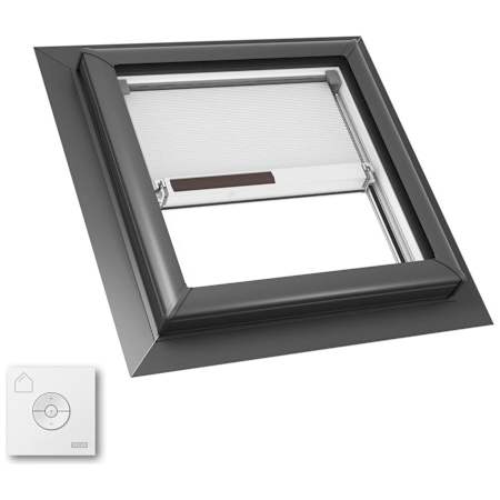 Velux QPF Fixed Self Flashed Deck Mount Skylight, Laminated LowE3 Glass, Solar Room Darkening Shade - 2222 (Rough Opening: 22.5 x 22.5 in) Gray Frame / Clear Glass
