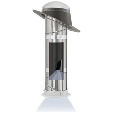 Velux TMR 14 Inch Diameter Rigid Sun Tunnel Skylight with Acrylic Dome, Pitched Metal Flashing, and Solar Night Light Gray Flashing / Clear Dome