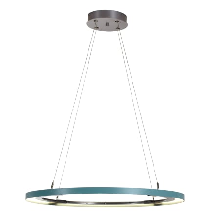 Vermont Modern Ringo 33-5/16" Wide Integrated LED Ring Chandelier with Adjustable Cables Satin Aqua / Silver