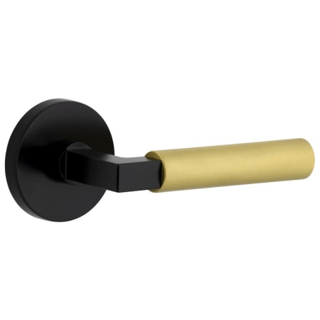 Viaggio Split Finish Right Handed Solid Brass Privacy Door Lever Set with Contempo Lever and Circolo Rose - 2-3/4" Backset Satin Black / Satin Brass